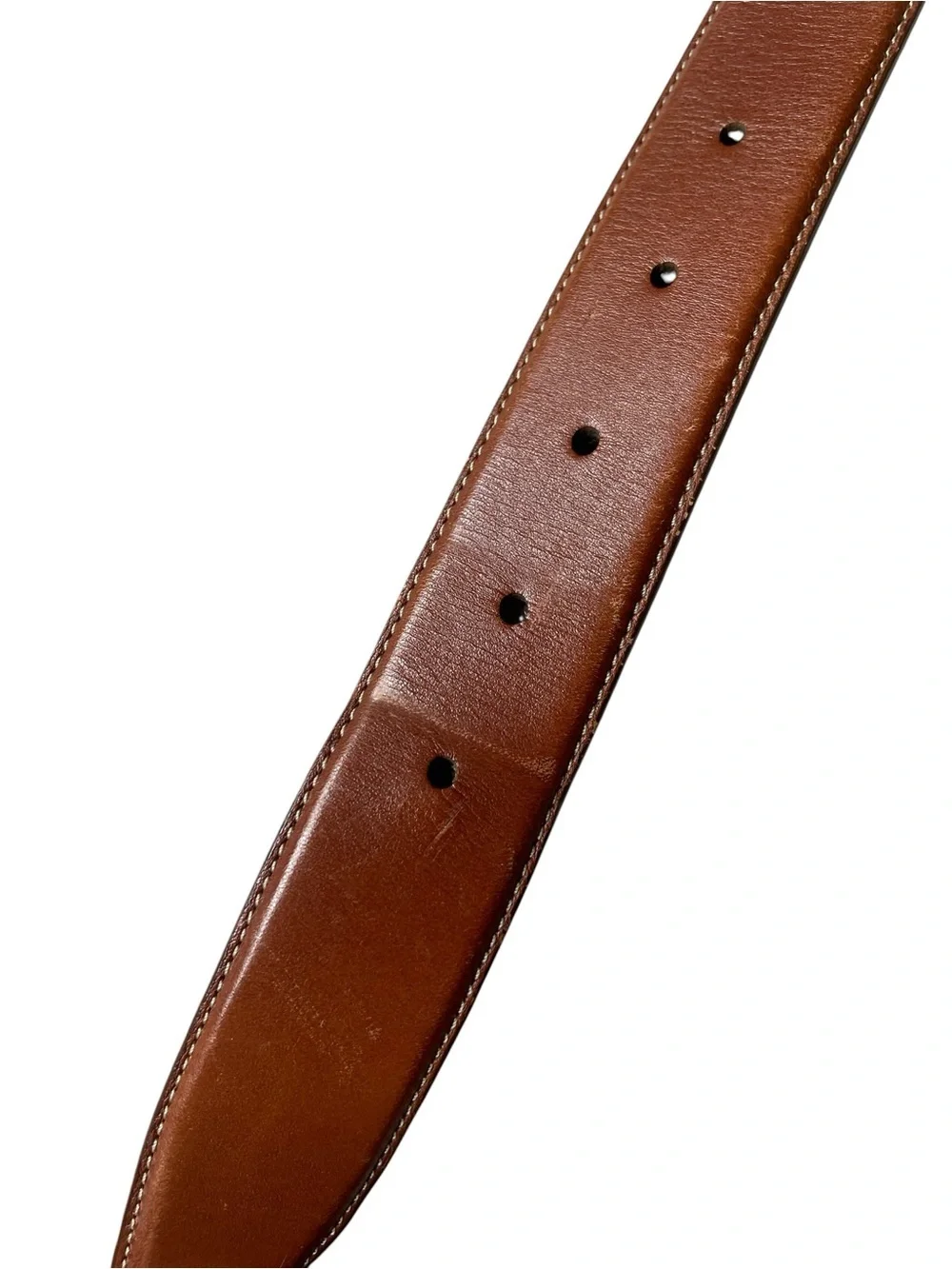 Cole Haan Men's Sz 33 - 36 Lewis Burnished Brown Leather Belt Brass Buckle USA